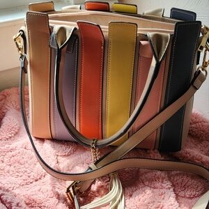 Multicolor Striped Women's Handbag